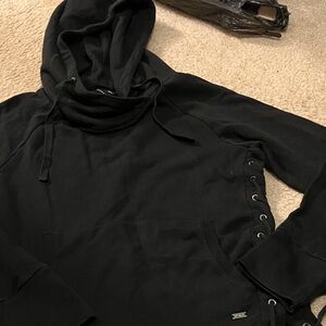 Marc New York Elegant Black Lace-Up Women's Hoodie